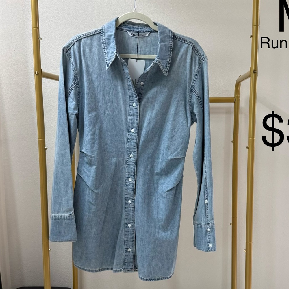 Zara Light Blue Denim Mini Dress